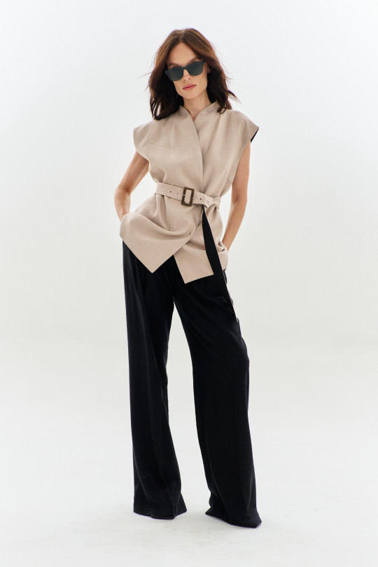 Жилет А2727/5 бежево-чёрный