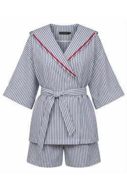 Блузка А2760/3а бело-голубая